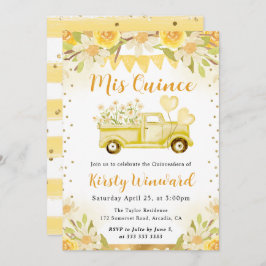 水彩デイジートラックと花キンセアニェラ 招待状