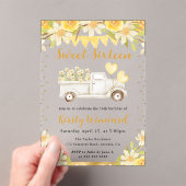 水彩デイジートラックと花Sweet sixteen アクリル招待状 (インサイチュ (ポータブル))