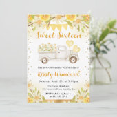 水彩デイジートラックと花Sweet sixteen 招待状 (スタンド正面)
