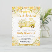 水彩デイジートラックと花Sweet sixteen 招待状 (スタンド正面)