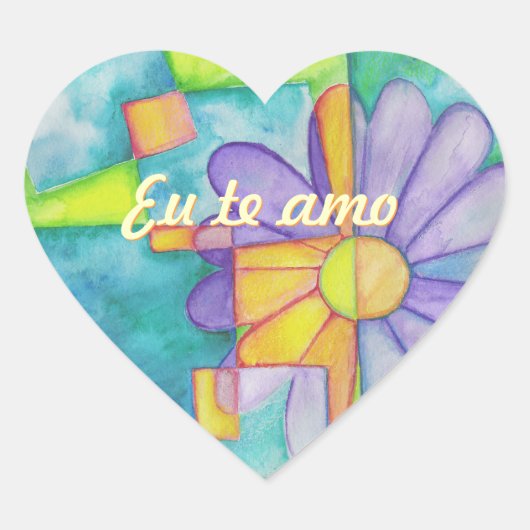 水彩デイジーハートシール ハートシール (正面)