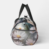 水彩デイジーパターン名前をカスタムする ダッフルバッグ (右)