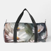 水彩デイジーパターン名前をカスタムする ダッフルバッグ (裏面)