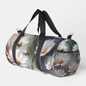 水彩デイジーパターン名前をカスタムする ダッフルバッグ (右コーナー)