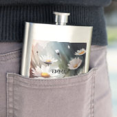 水彩デイジーパターン名前をカスタムする フラスク (インサイチュ)