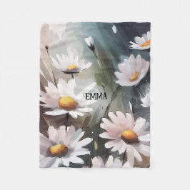 水彩デイジーパターン名前をカスタムする フリースブランケット