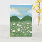 水彩デイジーフラワーハッピーマザーズデイカード カード (黄色い花)