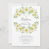 水彩デイジーフローラバプテスマ招待状 招待状 (正面)
