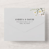 水彩デイジーフローラ繊細なQRコード結婚ズ オールインワン招待状 (裏面)