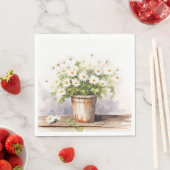 水彩デイジーブーケインポット スタンダードランチョンナプキン (インサイチュ)