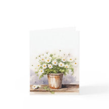 水彩デイジーブーケノートカード