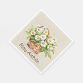 水彩デイジーブーケ入りバスケット スタンダードランチョンナプキン (角)