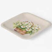 水彩デイジーブーケ入りバスケット ペーパープレート (傾斜あり)