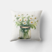 水彩デイジーブーケInメイスンジャー クッション (裏面)