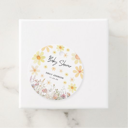 水彩デイジーベビーシャワー フェイバータグ (インサイチュ)
