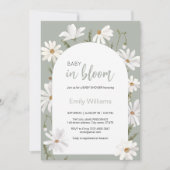 水彩デイジーベビー開花花赤ちゃんシャワー 招待状 (正面)