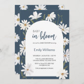 水彩デイジーベビー開花花赤ちゃんシャワー 招待状 (正面/裏面)
