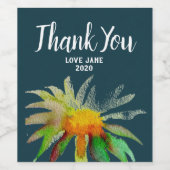 水彩デイジーモダン感謝していフローラ ワインラベル (シングルラベル)