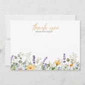 水彩デイジーラベンダーTHANK YOU note from ノートカード (正面)