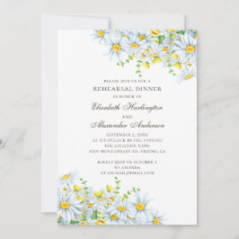 水彩デイジーリハーサルディナー。カモミール 招待状