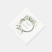 水彩デイジーリース結婚ズ スタンダードカクテルナプキン (角)