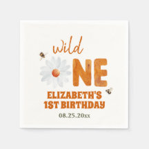 水彩デイジーワイルドワン1歳の誕生日ガール