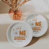 水彩デイジーワイルドワン1歳の誕生日ガール ペーパープレート