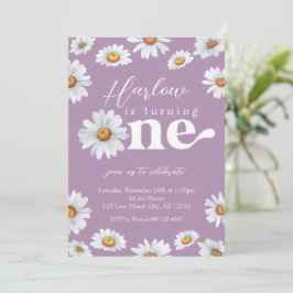 水彩デイジーワンガール初の誕生日インビタ 招待状