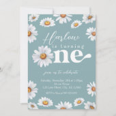 水彩デイジーワンガール初誕生日 招待状 (正面)