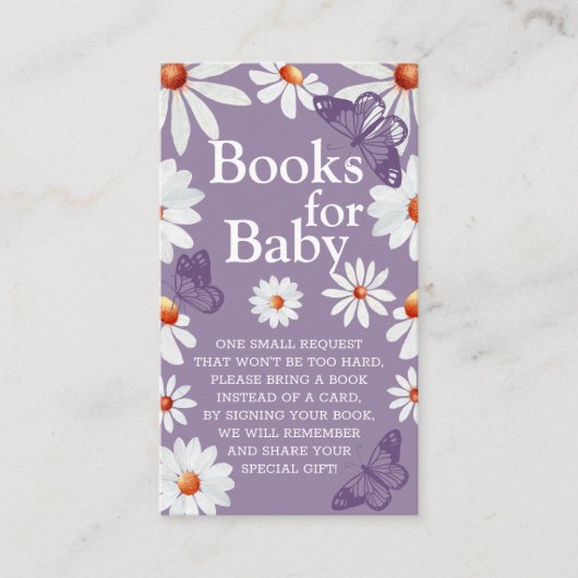 水彩デイジー及びベビー用バタフライブック エンクロージャーカード (正面)