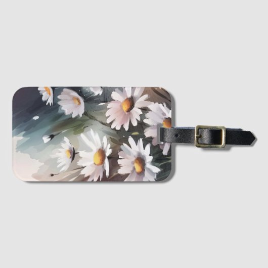水彩デイジー可愛い花柄 ラゲッジタグ (正面横)