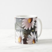 水彩デイジー名前をカスタムする コーヒーマグカップ (正面右)