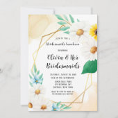 水彩デイジー幾何学的ブリデスメイドランチョン 招待状 (正面)