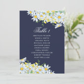 水彩デイジー座席表。ネイビー結婚ブルー 招待状 (スタンド正面)