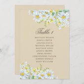 水彩デイジー座席表。フローラ結婚の 招待状 (正面/裏面)