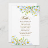 水彩デイジー座席表。フローラ結婚の 招待状 (正面/裏面)