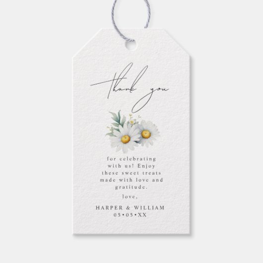水彩デイジー感謝していyou ギフトタグ (正面)