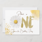 水彩デイジー第1の誕生日招待状 招待状 (正面)