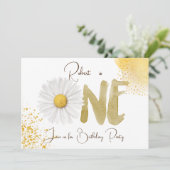 水彩デイジー第1の誕生日招待状 招待状 (スタンド正面)