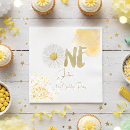 水彩デイジー第1誕生日 スタンダードランチョンナプキン