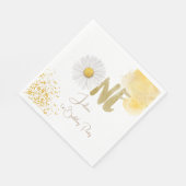 水彩デイジー第1誕生日 スタンダードランチョンナプキン (角)