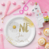 水彩デイジー第1誕生日 ペーパープレート (パーティー)