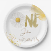 水彩デイジー第1誕生日 ペーパープレート (正面)