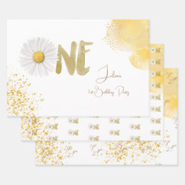 水彩デイジー第1誕生日 ラッピングペーパーシート
