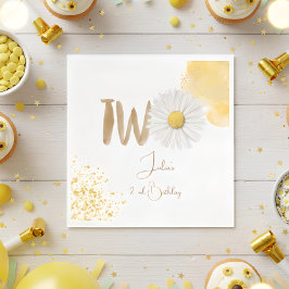 水彩デイジー第2誕生日 スタンダードランチョンナプキン