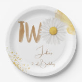 水彩デイジー第2誕生日 ペーパープレート (正面)