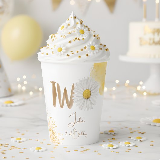 水彩デイジー第2誕生日 紙コップ