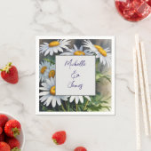 水彩デイジー花プロフェッショナルトレンディー スタンダードカクテルナプキン (インサイチュ)