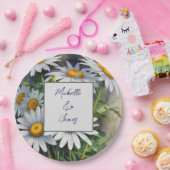 水彩デイジー花プロフェッショナルトレンディー ペーパープレート (パーティー)