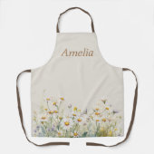 水彩デイジー花 エプロン (正面)